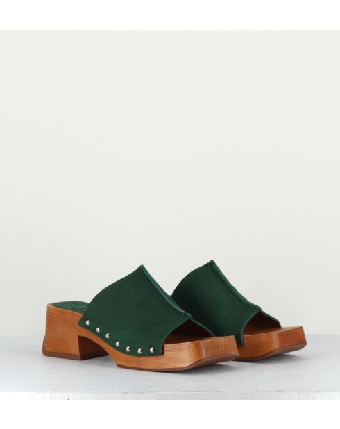 Mules Hannah in pelle verde - tacco 5,5 cm