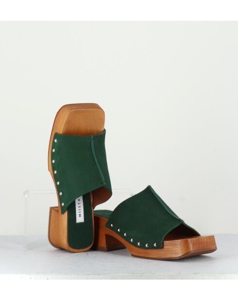 Mules Hannah in pelle verde - tacco 5,5 cm