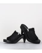 Mules en cuir noires & mesh doublé - Talon 5,5cm