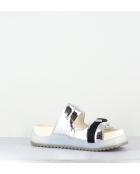 Mules de piel plateadas - tacón de 5,5 cm