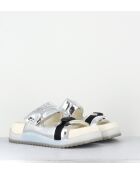 Mules de piel plateadas - tacón de 5,5 cm