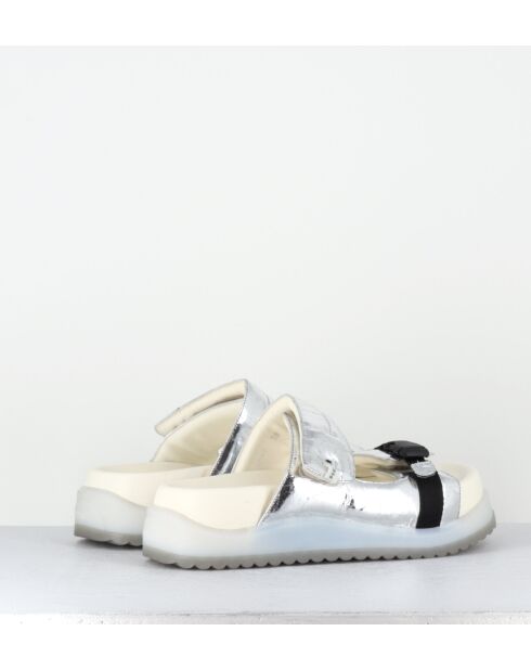 Mules de piel plateadas - tacón de 5,5 cm
