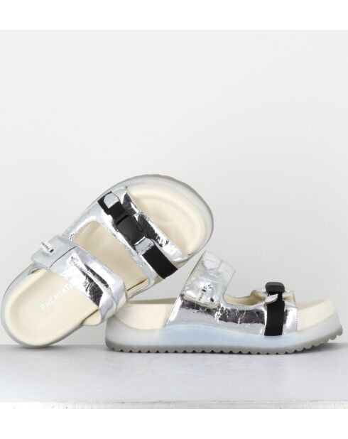 Mules de piel plateadas - tacón de 5,5 cm