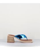 Sandales tongs en cuir April bleues