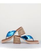 Sandales tongs en cuir April bleues