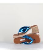 Sandales tongs en cuir April bleues