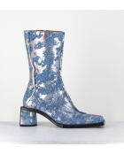 Reiko Halbhohe Lederstiefel, 5 cm Absatz, silberfarben