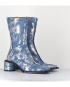 Reiko Halbhohe Lederstiefel, 5 cm Absatz, silberfarben