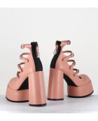 Babies en cuir rose poudré - Talon 12,5 cm