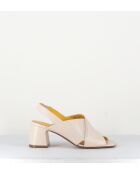 Beige leren sandalen van katoen - hak 5,5 cm