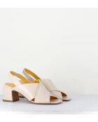 Beige leren sandalen van katoen - hak 5,5 cm