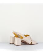 Beige leren sandalen van katoen - hak 5,5 cm