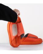 Mules con tacón de piel Gas de color naranja brillante, tacón de 4 cm