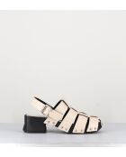 Darline Medusa-Clog aus cremefarbenem Glattleder — 5,5 cm Absatz
