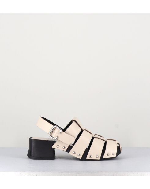 Darline Medusa-Clog aus cremefarbenem Glattleder — 5,5 cm Absatz