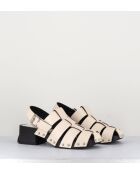 Darline Medusa-Clog aus cremefarbenem Glattleder — 5,5 cm Absatz