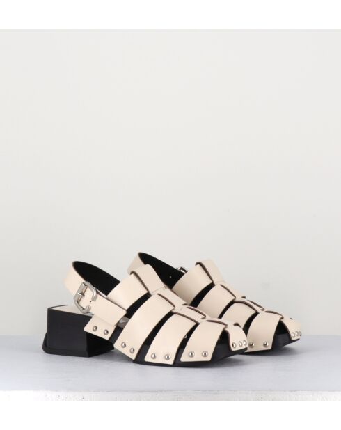 Darline Medusa-Clog aus cremefarbenem Glattleder — 5,5 cm Absatz