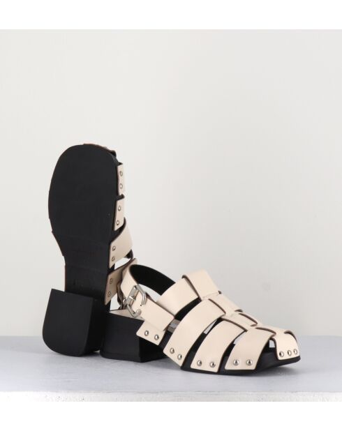 Darline Medusa-Clog aus cremefarbenem Glattleder — 5,5 cm Absatz