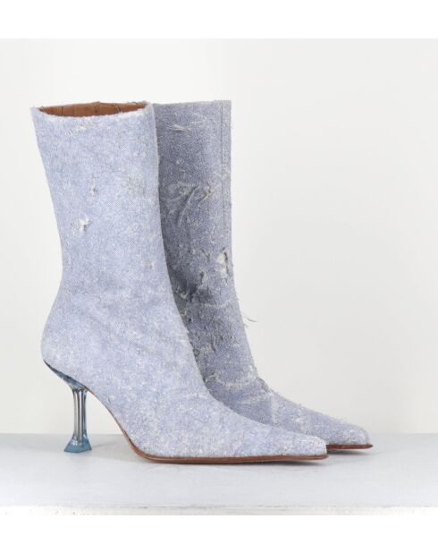 Marcela Jeansstiefel aus Leder — 9 cm Absatz