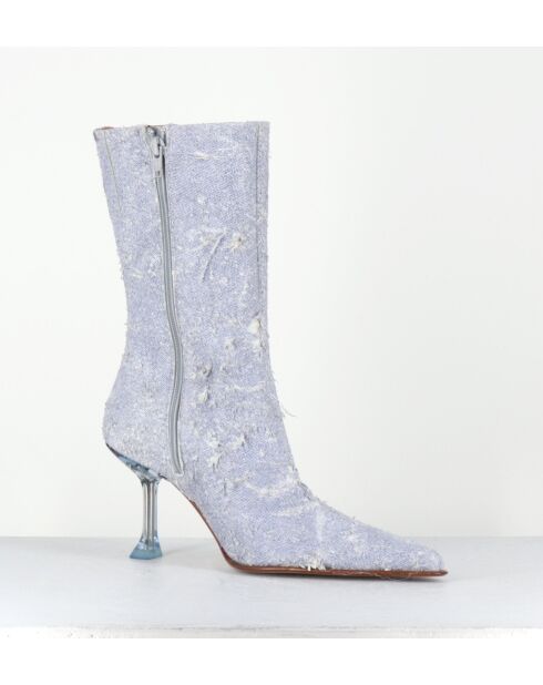 Marcela Jeansstiefel aus Leder — 9 cm Absatz