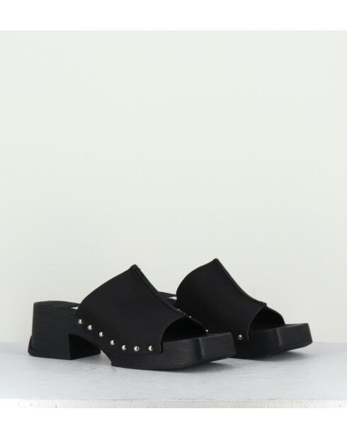 Mules en cuir Hannah noires - Talon 5,5cm