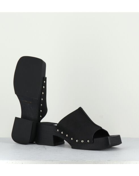 Mules en cuir Hannah noires - Talon 5,5cm