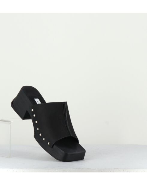 Mules en cuir Hannah noires - Talon 5,5cm