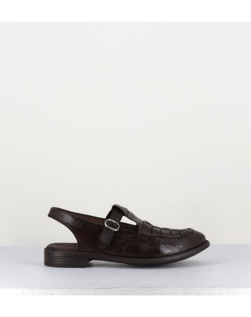 Zapatos Mary-Jane Slingback Lex537 Corteccia de piel marrón