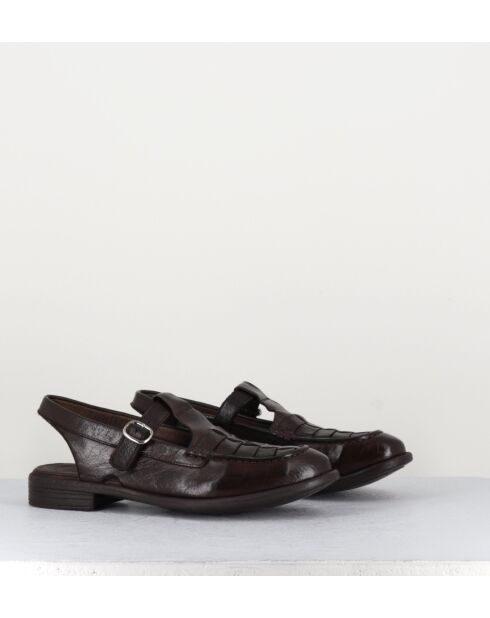 Zapatos Mary-Jane Slingback Lex537 Corteccia de piel marrón