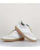 Sneakers en cuir blanc et daim blanc cassé