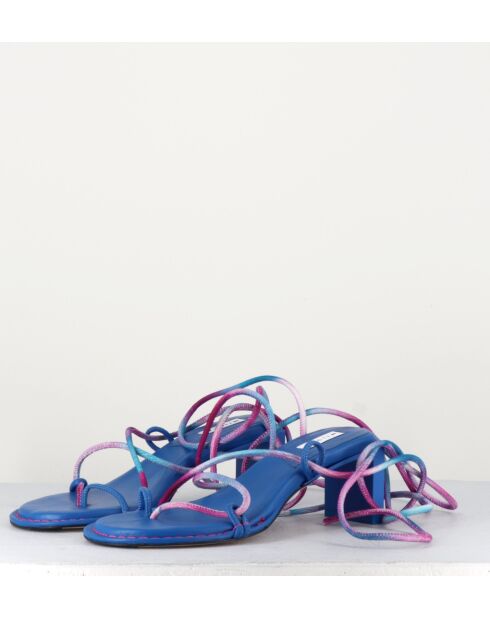 Sandales en cuir Alberta bleues - Talon 6,5cm