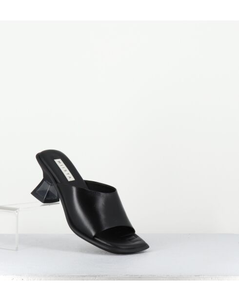 Pantolette Synthia aus schwarzem Leder mit 4,2 cm Absatz