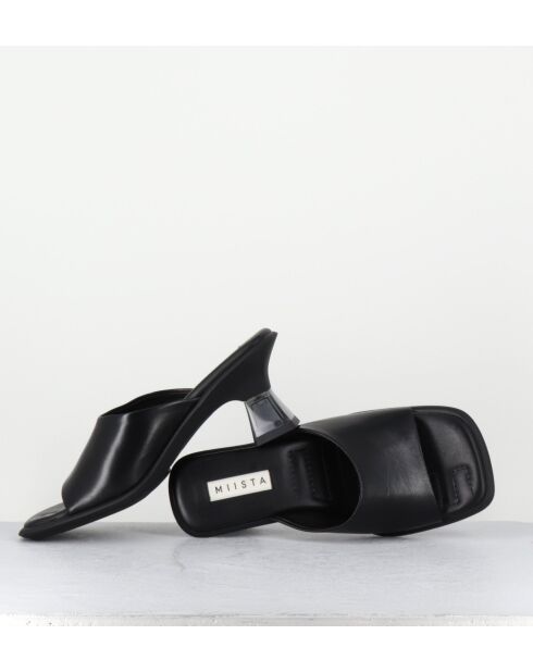 Pantolette Synthia aus schwarzem Leder mit 4,2 cm Absatz