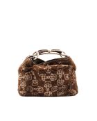 Sac fourrure en cuir Horsebit marron  - Bon état