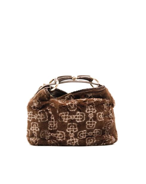 Sac fourrure en cuir Horsebit marron  - Bon état