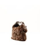 Sac fourrure en cuir Horsebit marron  - Bon état