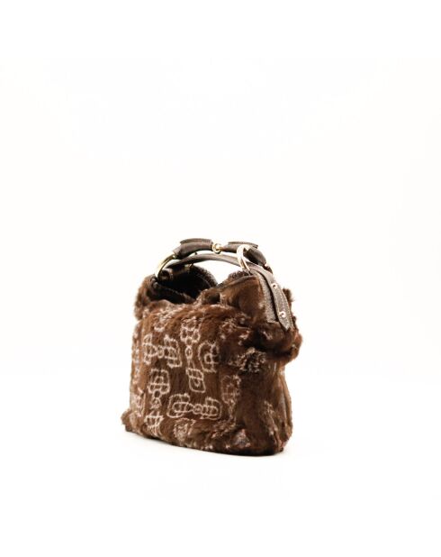 Sac fourrure en cuir Horsebit marron  - Bon état