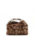 Sac fourrure en cuir Horsebit marron  - Bon état
