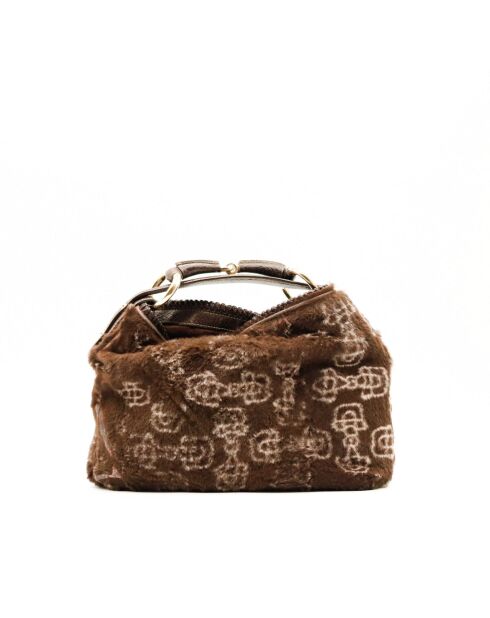 Sac fourrure en cuir Horsebit marron  - Bon état