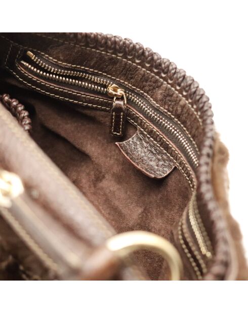 Sac fourrure en cuir Horsebit marron  - Bon état