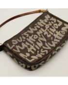 Pochette accessoires Graffiti marron - Bon état - 21x13x3.5 cm