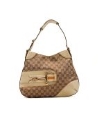 Hobo Horsebit beige/ebbenhouten tas - Zeer goede staat - 33 x 24 x 26 cm