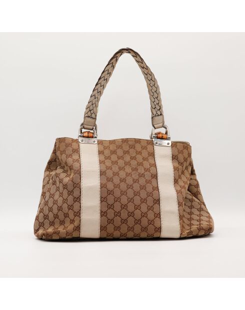 Bolsa de bambú blanca - Muy buen estado - 39 x 27 x 14 cm