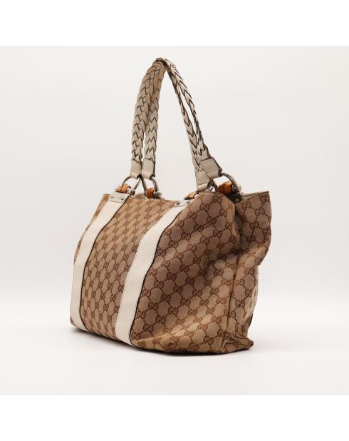 Bolsa de bambú blanca - Muy buen estado - 39 x 27 x 14 cm