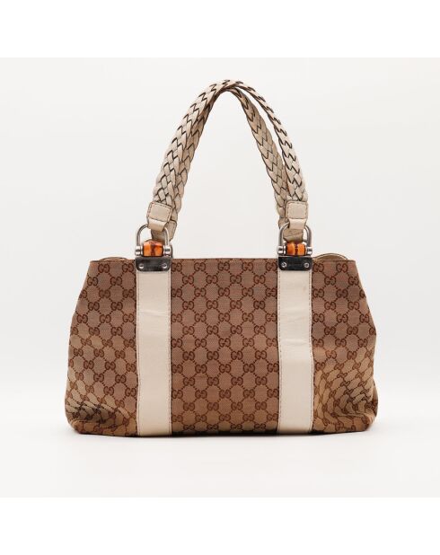 Bolsa de bambú blanca - Muy buen estado - 39 x 27 x 14 cm