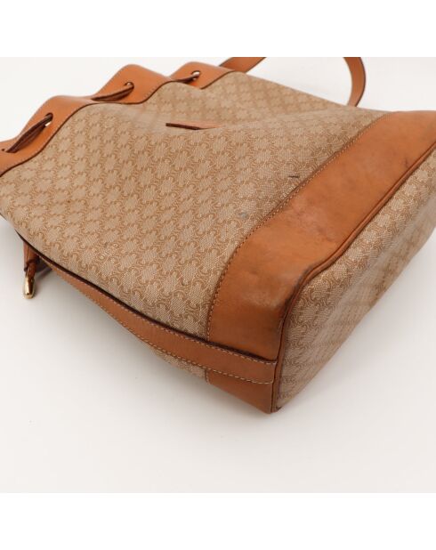 Beuteltasche Makadam in Beige und Kamel - Guter Zustand - 26 x 14 x 30 cm