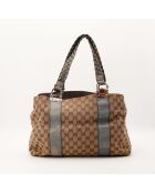 Tragetasche aus beigem Bambusleder - Sehr guter Zustand - 38x30x14 cm