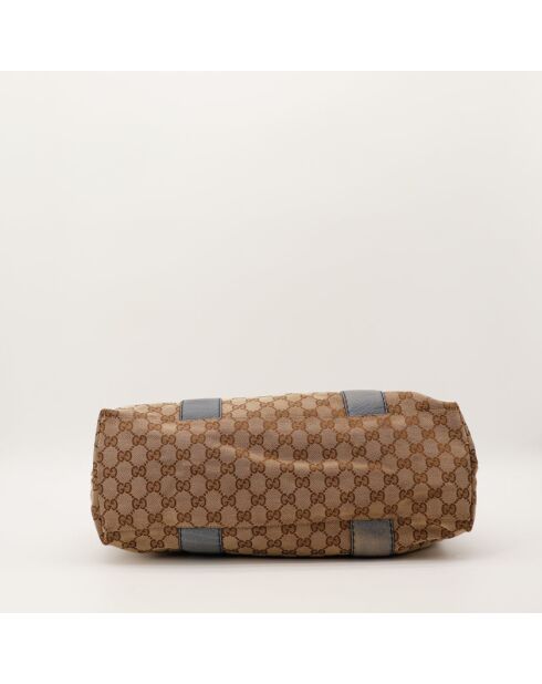 Tragetasche aus beigem Bambusleder - Sehr guter Zustand - 38x30x14 cm