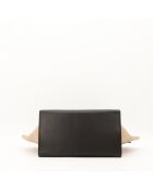 Borsa in pelle trapezoidale nera/blu/beige - Ottime condizioni - 30x24x17 cm
