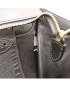Borsa in pelle trapezoidale nera/blu/beige - Ottime condizioni - 30x24x17 cm